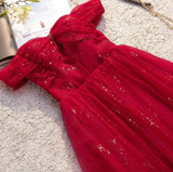 Beautiful Dark Red A-Line Off Shoulder Prom Gown, Wine Red Party Dress HZ1023