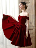 Lovely Sweetheart Wine Red Velvet Short Party Dress, Dark Red Velvet Prom Dress Homecoming Dress HZ1023
