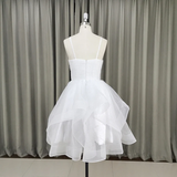 Lovely White Tulle V-Neckline Short Party Dress,Homecoming HZ1023