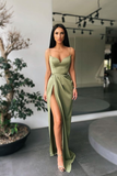 Spaghetti-Straps Mermaid Prom Dress Split HZ1023