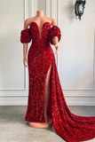 Sweetheart Bubble Sleeves Mermaid Prom Dress With Split HZ1023
