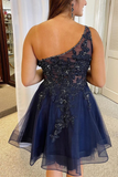 One Shoulder Lavender A-line Short Homecoming Dress HZ1023