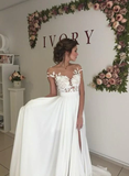 Sexy Chiffon Wedding Dress Slit Skirt, Bridal Gown ,Dresses For Brides HZ1023