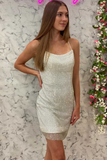 Metallic Spaghetti Strap Backless Short Homecoming Dress HZ1023