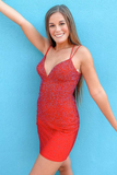 Royal Blue Beaded Tight Homecoming Dress HZ1023