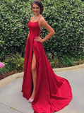 Royal Blue A-Line Prom Dress Side Split Evening Dress HZ1023