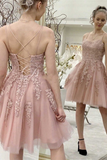 Red A-line Appliques Short Homecoming Dress HZ1023
