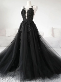 Spaghetti Straps Lace Prom Dresses, A-line Elegant Newest Long Prom Dresses HZ1023
