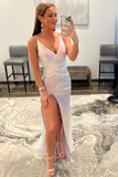 Pink Sequined Mermaid Prom Dress HZ1023