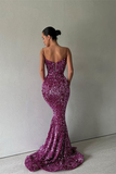 SPARKLE PURPLE SPAGHETTI STRAP SEQUIN MERMAID LONG PROM DRESSES HZ1023