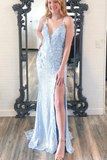 Mermaid Light Sequin Long Dress with Flowers HZ1023