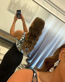 One Shoulder Black Mermaid Rhinestone Prom Dresses HZ1023