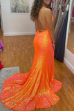 Mermaid Light Sequin Long Dress with Flowers HZ1023