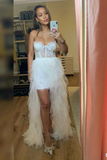 Rust Red Sweetheart High Low Tiered Formal Dress HZ1023