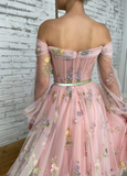 Off the shoulder Handmade Long Sleeve Sweetheart Short Cocktail Dress Homecoming Dress HZ1023