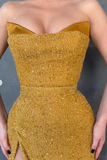 Sweetheart Long Sequins Mermaid Evening Dress With Split HZ1023