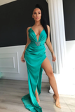 Sexy V-neck sleeveless slit long prom dress HZ1023