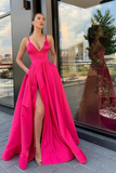 Satin Long Prom Dresses with Wide Waistband HZ1023