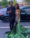 Green Prom Dress Mermaid With Lace Appliques HZ1023
