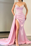 Stunning Sweetheart Sequins Mermaid Prom Dress Slit Long With Ruffles HZ1023