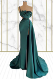 Chic Emerald Green One Shoulder Prom Dress Mermaid Side Slit HZ1023