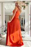 A Line V Neck Red/Pink/Blue Long Prom Dresses with Pocket, V Neck Red/Pink/Blue Formal Graduation Evening Dresses HZ1023