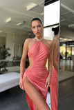 Modern Halter Sleeveless Mermaid Prom Dress Split Long Online HZ1023
