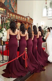 Spaghetti Straps Mermaid Sexy Backless Sleeveless Long Bridesmaid Dress,Cheap Bridesmaids Dresses HZ1023