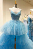Glitter Hi-Low Lavender Tiered Tulle Prom Dress HZ1023