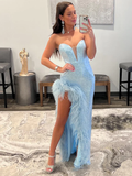 heath Strapless Sequin Prom Dress With Slit HZ1023
