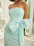 Backless Sage Green Sequins Mermaid Dress HZ1023