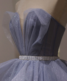 Purple Sweetheart Neck Tulle Sequin Long Prom Dress, Purple Ball Gown Graduation Dress HZ1023