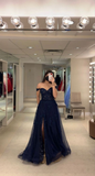 Off The Shoulder A Line Tulle Prom Dress HZ1023