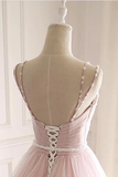 Pink Tulle Prom Dresses with Lace Appliques, A Line Formal Evening Party Dresses HZ1023