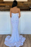 Sparkle Evening Dresses,Mermaid Fuchsia Sequins Long Formal Dress HZ1023