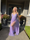 Purple Sequins Prom Dresses Long Party Dress Formal Dress HZ1023