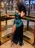 Green Prom Dress Long,Fancy Satin Wedding Party Gown HZ1023
