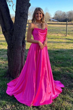 Cowl Neck Green Satin A-Line Formal Dress with Slit HZ1023