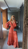A line ruffles prom dress evening party dress HZ1023
