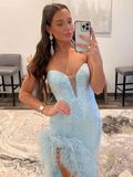 heath Strapless Sequin Prom Dress With Slit HZ1023