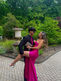 Elegant Satin Long Prom Dress with Split HZ1023