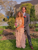 Spaghetti Straps Layered Prom Dress Long Formal Evening Gowns HZ1023