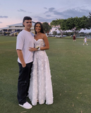White Spaghetti Straps Prom Dress Wedding Dress HZ1023