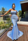 Shiny Mermaid Backless Spaghetti Straps Long Prom Dresses HZ1023