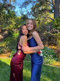 Simple Mermaid Long Burgundy Slit Prom Dress HZ1023