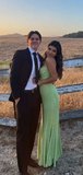Spaghetti Straps Sparkly Long Prom Dresses Mermaid Prom Dress HZ1023