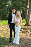 V neck white sheath prom dress wedding dress HZ1023