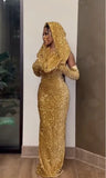 Red Shiny Pretty V Neck Long Bodycon Sexy Sequined Prom Dress Formal Evening Gown Party Dress HZ1023