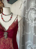 Red retro sexy mermaid spaghetti straps exquisite lace long prom dress evening dress party dress HZ1023