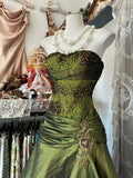 Olive Green Elegant Exquisite Beading Long Satin Vintage Fashion Mermaid Off-the-shoulder Floor-length Evening Gown Ball Gown Prom Dress Ball Gown HZ1023